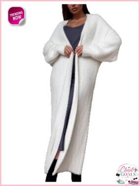 Fuzzy Open Front Long Cardigan Lightweight Knit Sweater